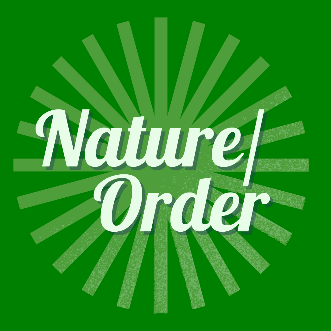 Image of a Green star and green background with the words "Nature/Order" over it.
