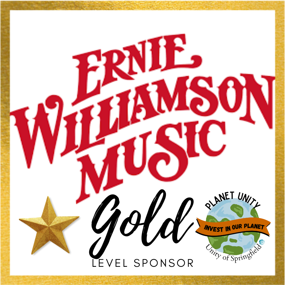Image of Ernie Williamson Music logo with Planet Unity logo, a gold star, and the words "Gold Level Sponsorship"