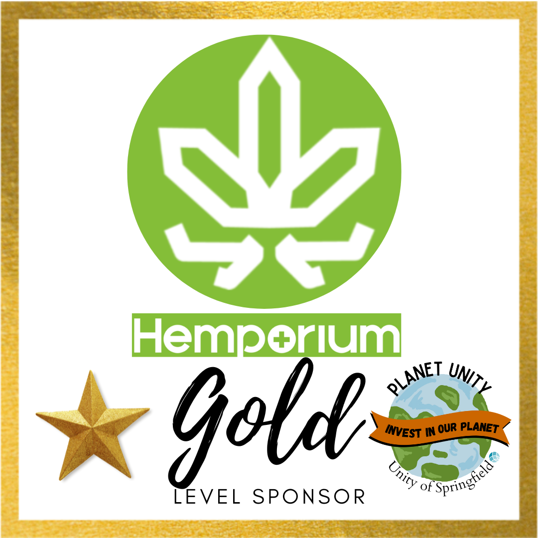 Image of the HEMPORIUM logo with a gold star, Planet Unity logo, and the words "Gold Level Sponsor"