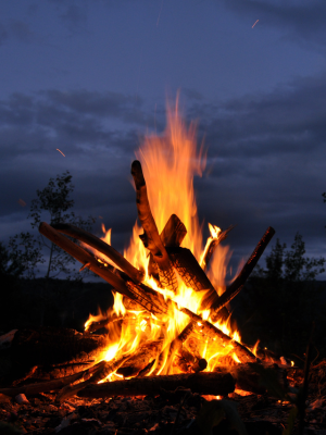 Image of a campfire at night.