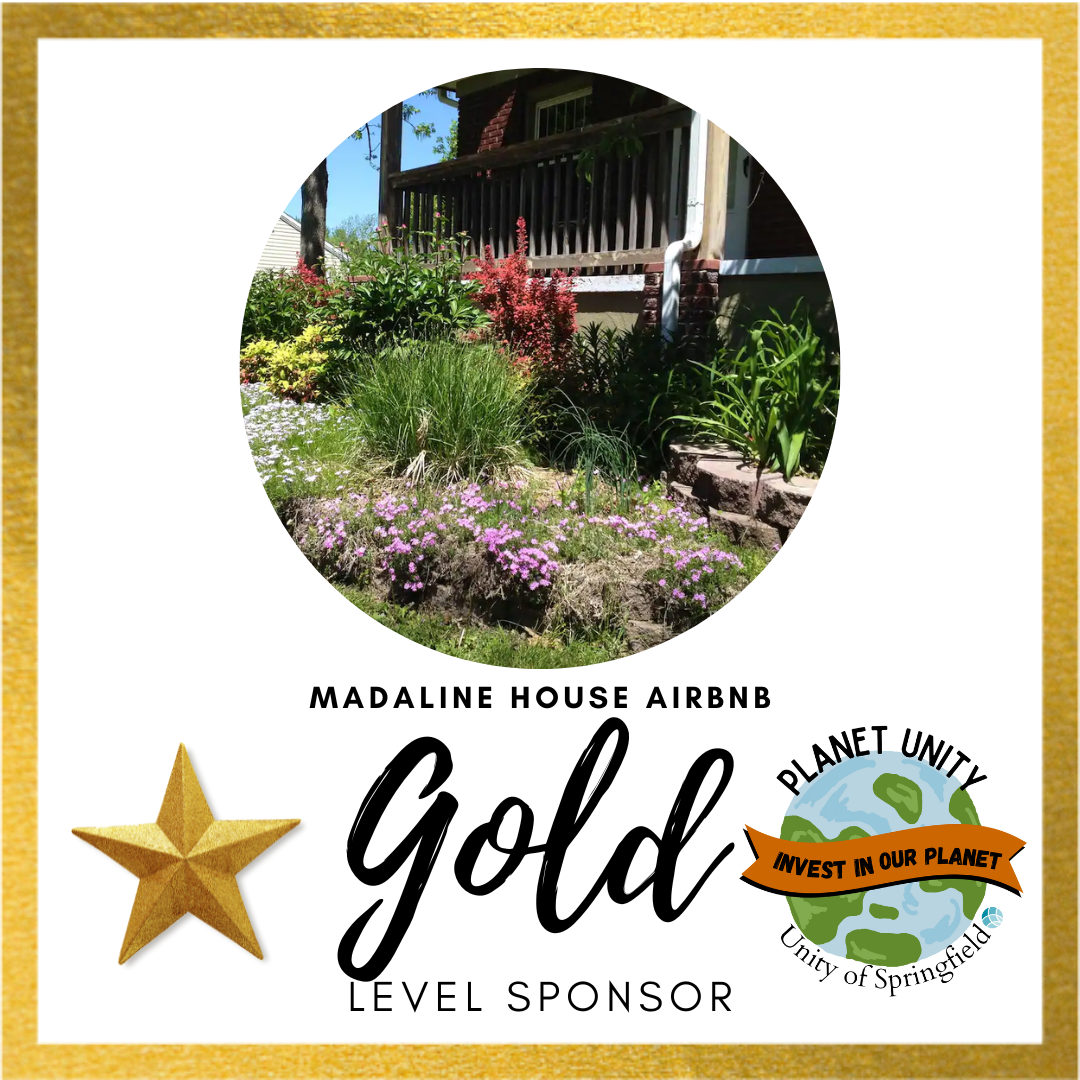 Image of Madaline House, gold star, and planet untiy logo.