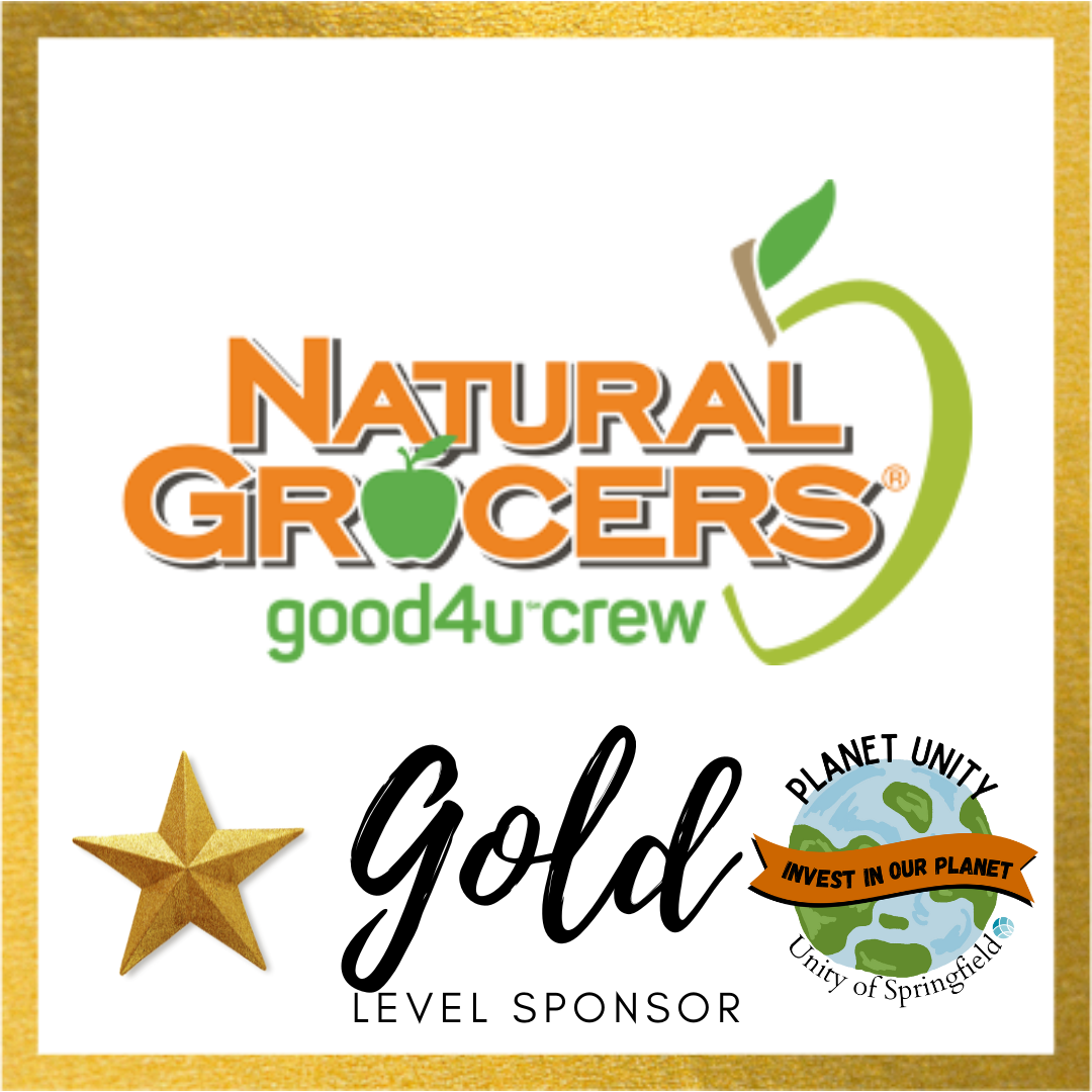 Image of the Natural Grocers Logo with a gold star, Planet Unity logo, and the words "Gold Level Sponsor"