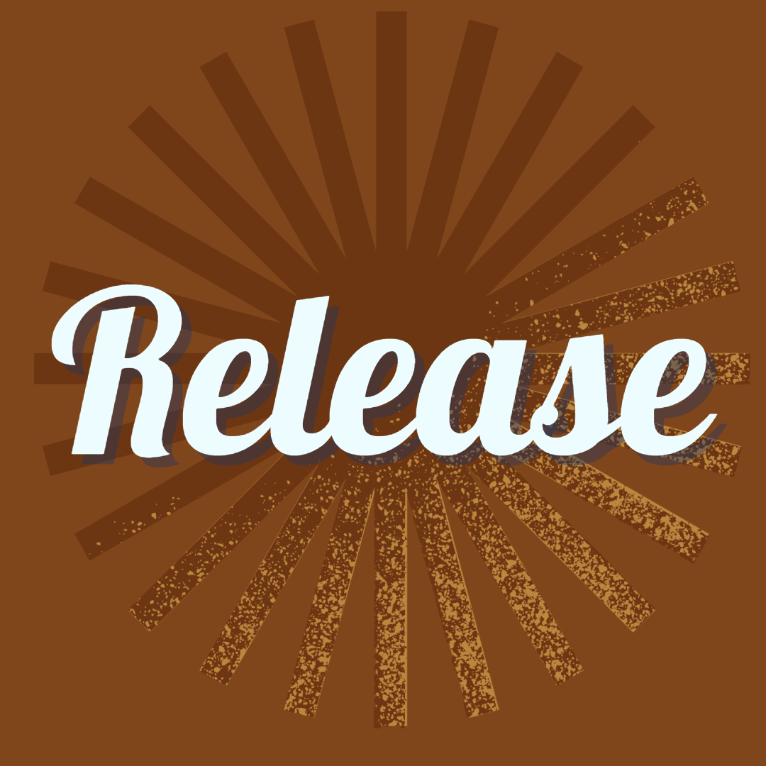 Image of a russet star and russet background with the words "Release" over it.