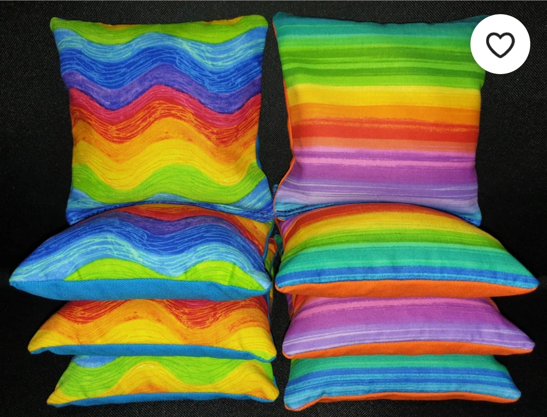 Image of rainbow bean bags.