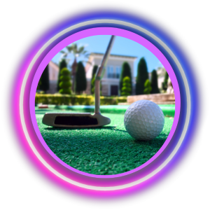 mini golf ball and club