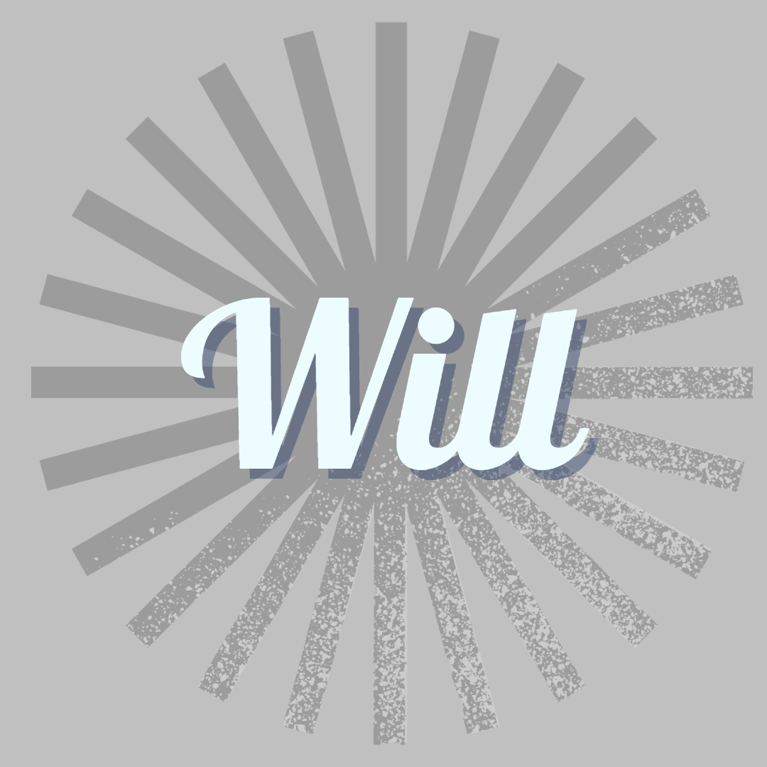 Image of a Silver star and silver background with the word "Will" over it.