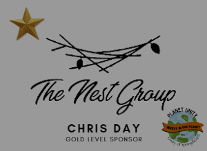 Image of the Nest Group logo, Chris Day's name and gold level sponsorship and planet unity logos.