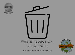 Image of a generic logo, the words "Waste Reduction Resources, "planet unity logo, a silver metal, and the words "Silver Level Sponsor"